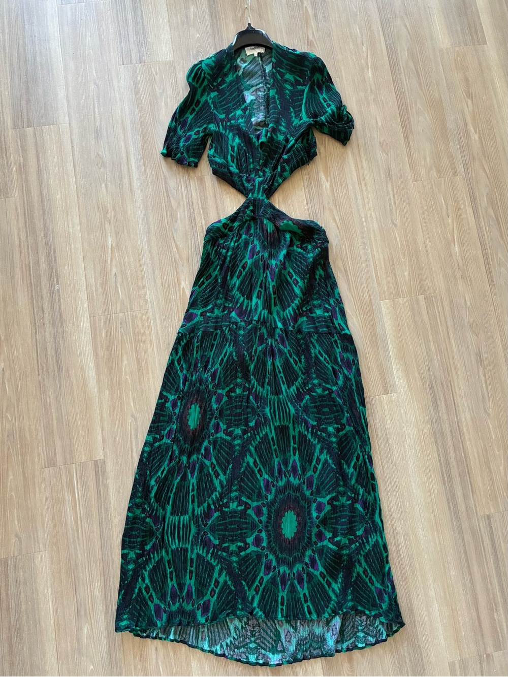 ba&sh 2 US 6 Emerald and Teal Patterned Cutout Maxi Dress 👗
